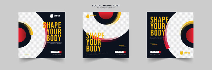 fitness and gym social media post template collection