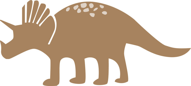 brown triceratops dinosaur simple design clip art preview
