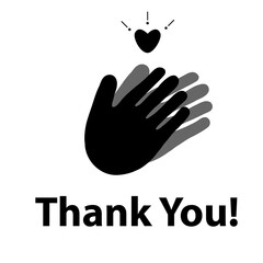 Thank you with applause icon and heart. Thanks for your help symbol. Hands with a heart sign. Applause logo. flat style.
