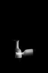 Abstract low key photography in black and white shapes