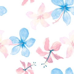 White Tropical Leaves. Red Seamless Leaves. Azure Pattern Art. Blue Flower Painting. Gray Spring Design. Flora Design. Decoration Painting. Flora Textile.