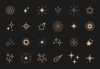 Stars line art icon. Gold vector star for logo, social media stories