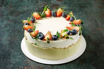 Wonderful decorative cake with fresh berries