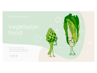 Diet food online store web banner cartoon character vector illustration