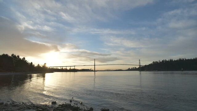 Timelapse movie of the morning seen with the Lion's Gate Bridge.  West Vancouver BC Canada
