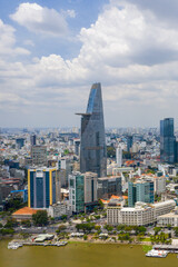 Vertical photo of Ho Chi Minh city - Saigon, Vietnam cityscape 