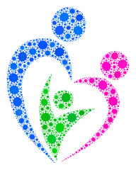 Raster familty care coronavirus mosaic icon constructed for doctor wallpapers. Familty care mosaic is constructed with scattered coronavirus pathogen icons.
