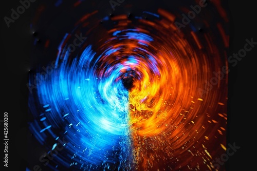 青い炎と赤い炎が渦巻く抽象的な背景 Abstract Wall Mural Abstra K Yu