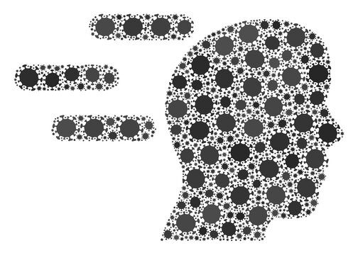 Raster rush mind coronavirus collage icon designed for medicare posters. Rush mind mosaic is designed with scattered coronavirus infection icons.