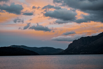sunset over the lake