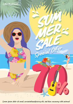 summer brochures background layout banners vector illustration template 7