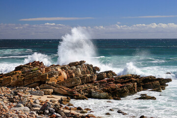waves crashing on rocks