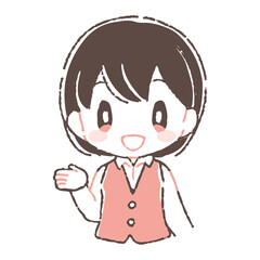 案内する受付の女性のイラスト