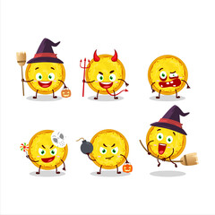 Halloween expression emoticons with cartoon character of italian cheese pizza