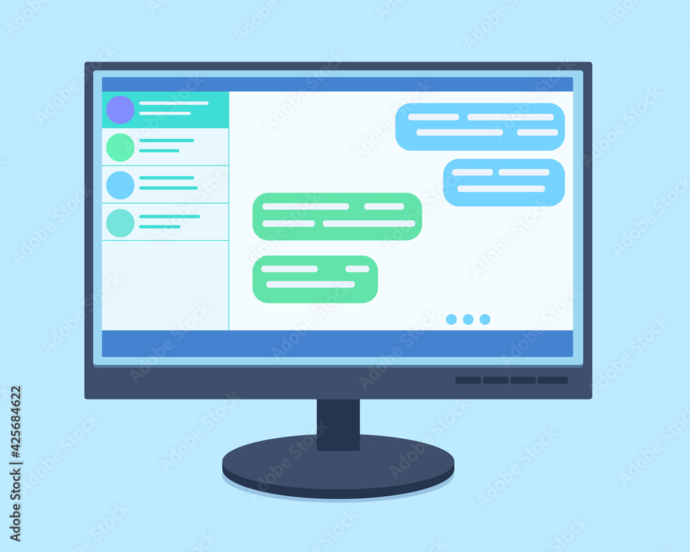 Fototapete vector computer chat in flat style. remote work. message in messengers. online dialogue. isolated on