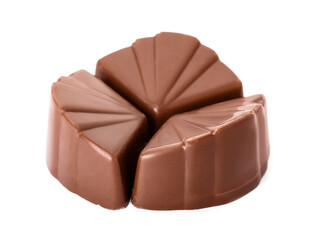 Tasty chocolate candies on white background