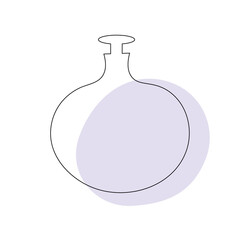 Delicate perfume bottle in the style of flat lines. Cosmetic product.