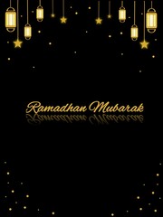 Background Ramadhan Mubarak with gold lanterns