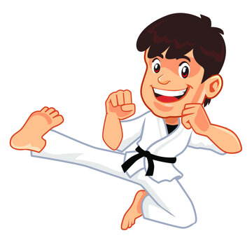 karate mascot cartoon in vector