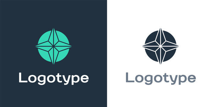 Logotype Wind rose icon isolated on white background. Compass icon for travel. Navigation design. Logo design template element. Vector