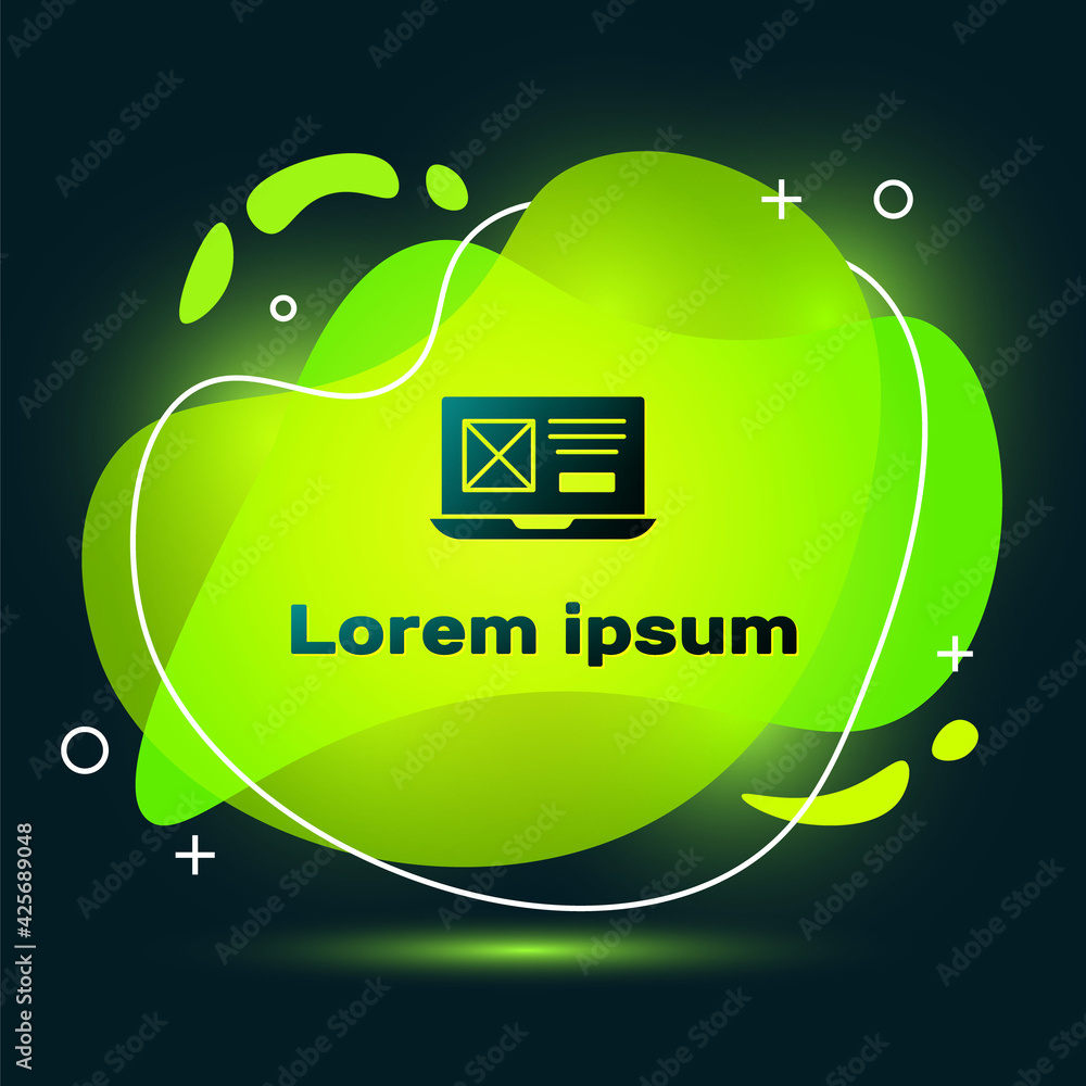 Aufkleber black ui or ux design icon isolated on black background. abstract banner with liquid shapes. vector