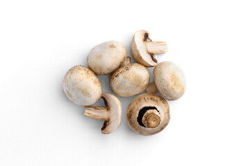 Champignon mushrooms isolated on white background.