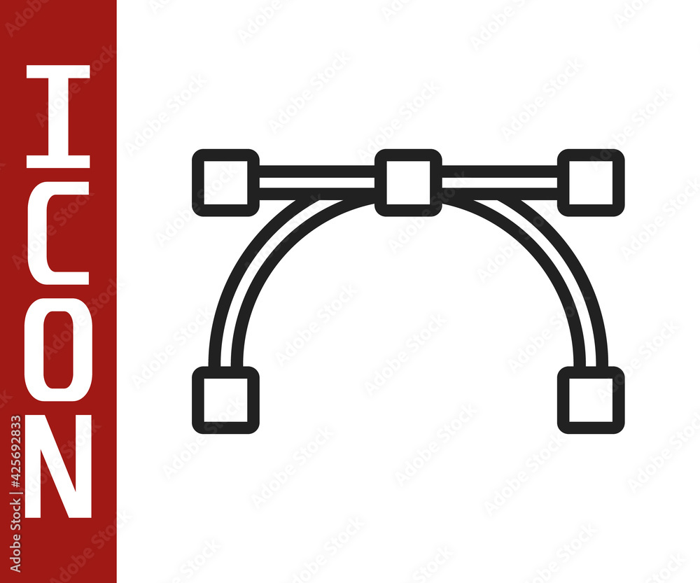 Poster black line bezier curve icon isolated on white background. pen tool icon. vector