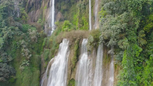 Thi Lor Su Waterfall. Nature landscape of Tak in natural park. The largest and highest waterfall in Thailand in travel trip on holiday and vacation, tourist attraction. Umphang