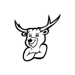 Deer mascot logo silhouette version. Deer cartoon logo in sport style, mascot logo illustration design vector