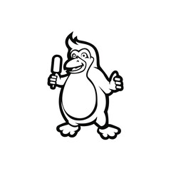 Penguin mascot logo silhouette version. Penguin logo in sport style, mascot logo illustration design vector