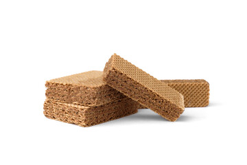 Chocolate biscuit wafers filled with creamy chocolate isolated on white background.