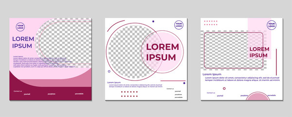 Set of Minimalist social media post template. Suitable for webinars, seminars, marketing, flyer and other events. Vector graphics modern background.