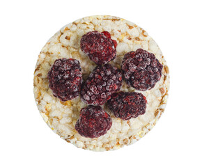 cereal breakfast crisp bread with blackberry isolated on a white background, diet, vegetarianism, healthy food