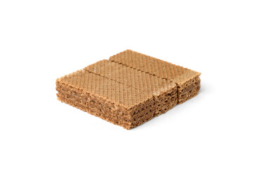 Dark wafer biscuits isolated on white background.