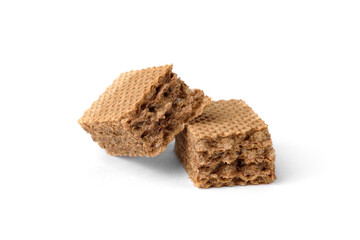 Chocolate biscuit wafers filled with creamy chocolate isolated on white background.