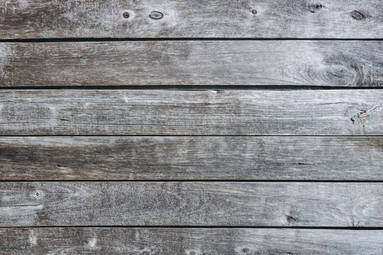 Gray wood texture. Grey wooden wall background. Rustic desks with knots pattern. Countryside architecture wall. Village building construction. Weathered wood backdrop. Rusty grunge wood texture.