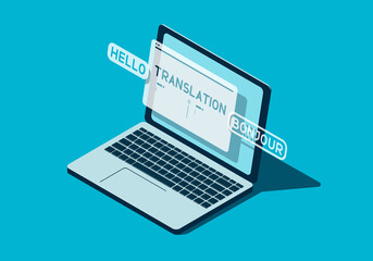 Isometric laptop with translation page