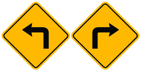 One way left - right side with black arrow on yellow traffic sign. symbol vector illustration