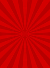Sunlight rays vertical poster. Red burst background. Vector illustration.