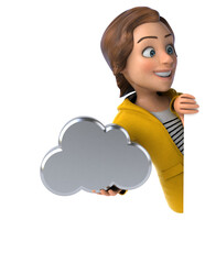 Fun 3D illustration of a cartoon teenage girl