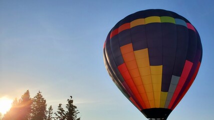 Colorful hot air balloon in the sun