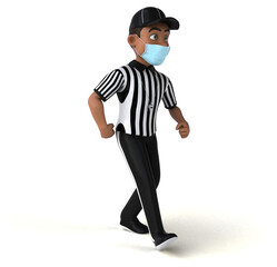 Fun 3D illustration of a black referee with a mask