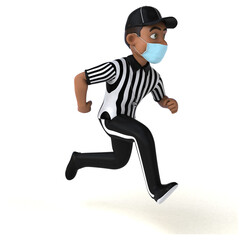 Fototapeta na wymiar Fun 3D illustration of a black referee with a mask