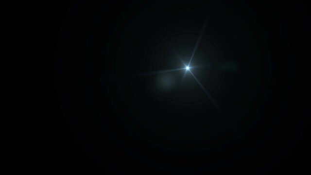 A twinkling single star of light blue color on a black background