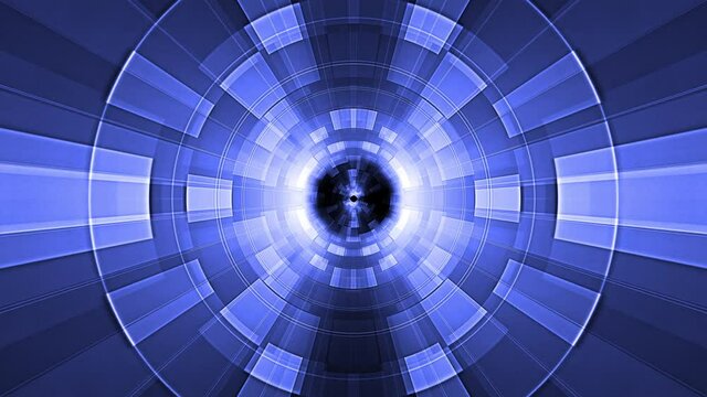 Neon Blue Futuristic symmetrical interface pattern. Glowing hi technology texture abstract motion background. Cyber punk concept. 4K 3D Seamless loop abstract future HUD for title, transition, VJ loop