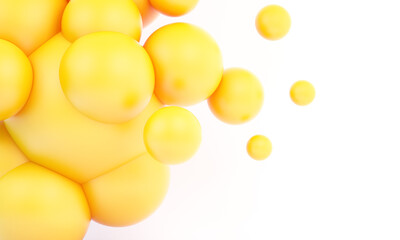 3d render of abstract yellow spheres ball , abstract composition background