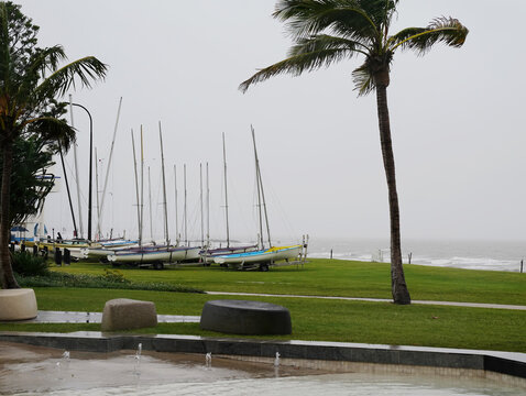 Trailer Sailors Parked Up On A Stormy Day