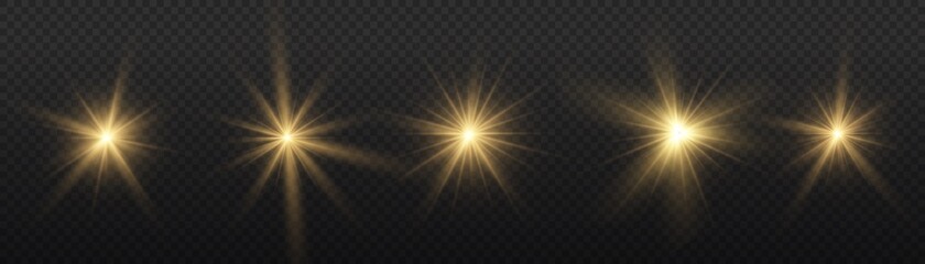 Obraz premium Star burst with light, yellow sun rays. 