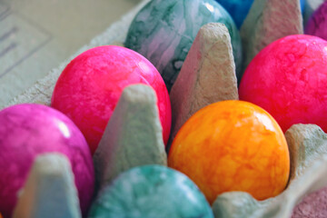 Multicolored Easter eggs, a symbol of a bright holiday.