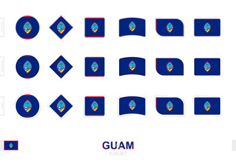 Guam flag set, simple flags of Guam with three different effects.
